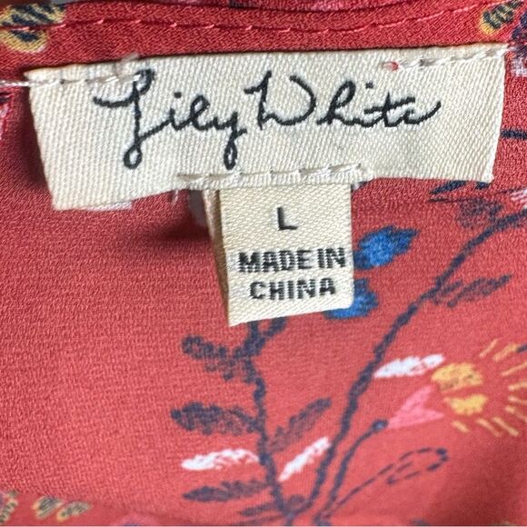 Lily White cross front burnt orange floral top size large - Picture 4 of 6